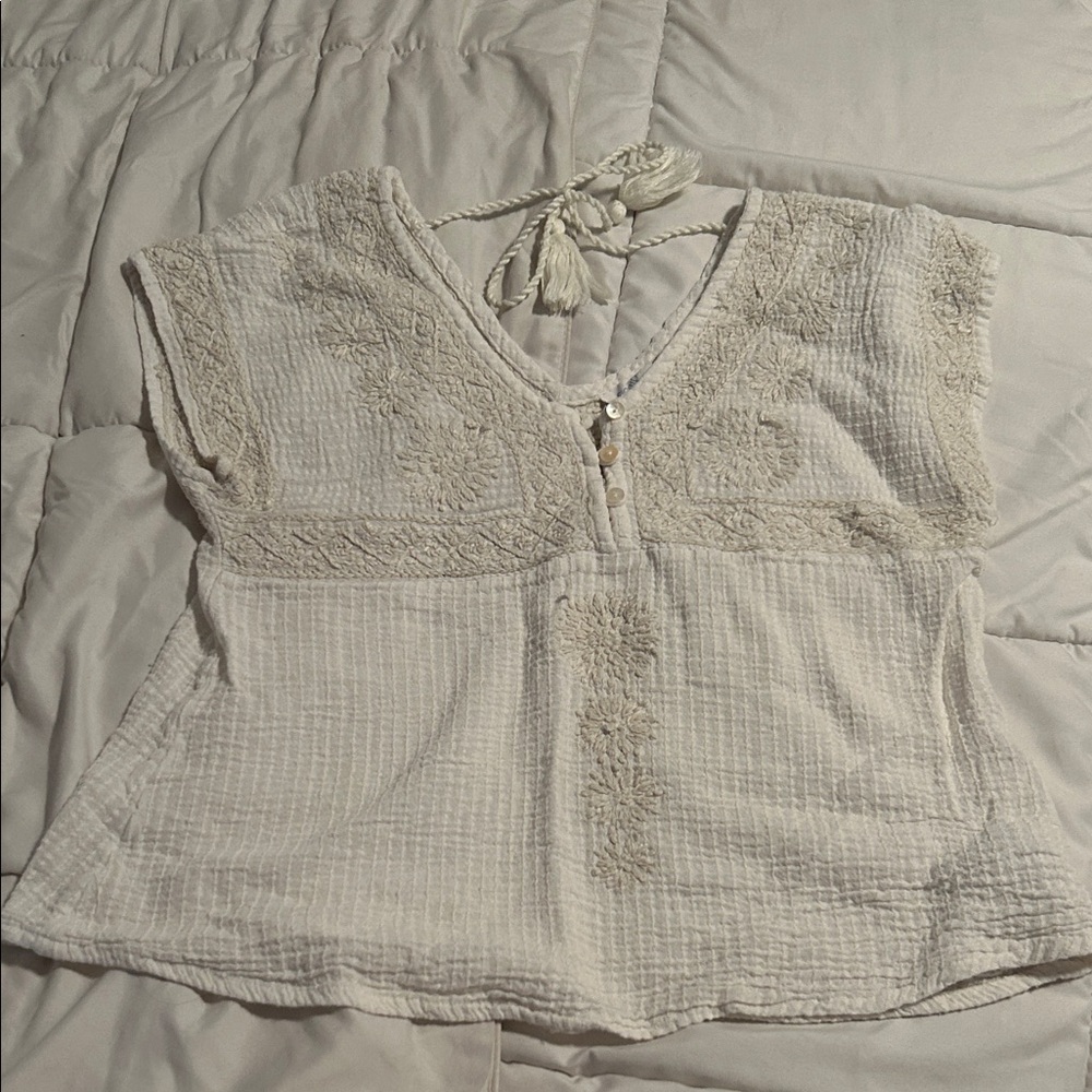 Sigrid Olsen Cream Textured Blouse